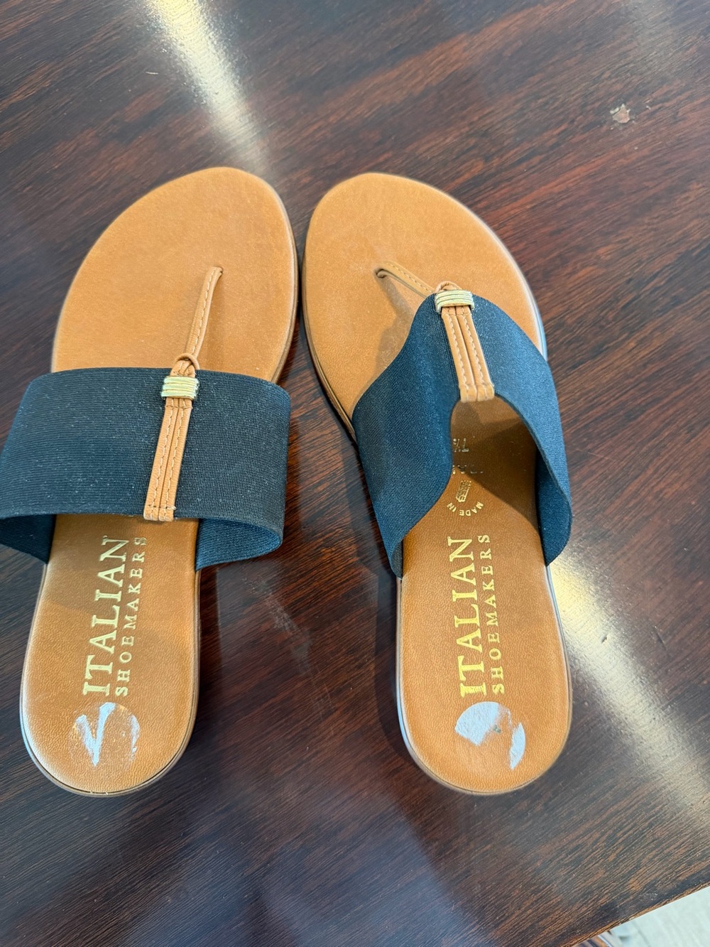 Italian Shoemakers Women's Black & Tan Slide Sandals - Size 7.5